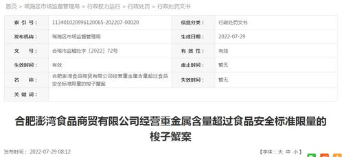 合肥澎灣食品商貿經營重金屬含量超標梭子蟹案 食品經營者責任與食安底線拷問